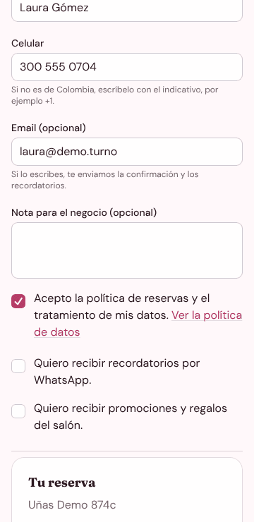 Captura de Agenda Amiga: Deja sus datos
