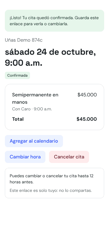 Captura de Agenda Amiga: Lista su cita