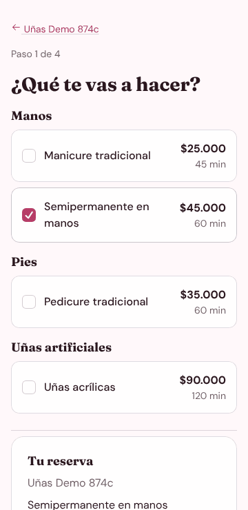 Captura de Agenda Amiga: Elige servicios